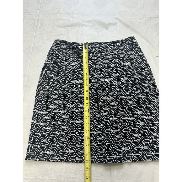 Talbots Womens Skirt Sz 8‎ Navy Blue White Geometric Cotton Pockets - Picture 5 of 7